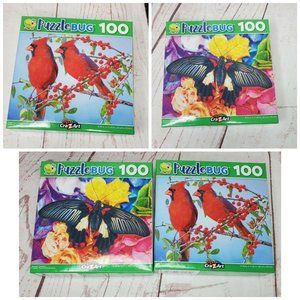 2 Puzzlebug 100 Piece Puzzle Pretty Red Cardinal & Beautiful Butterfly